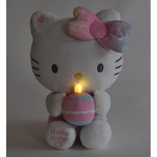 Peluche interactif Jemini Hello Kitty 26 cm avec capteur de cœur, bougie et musique d'anniversaire