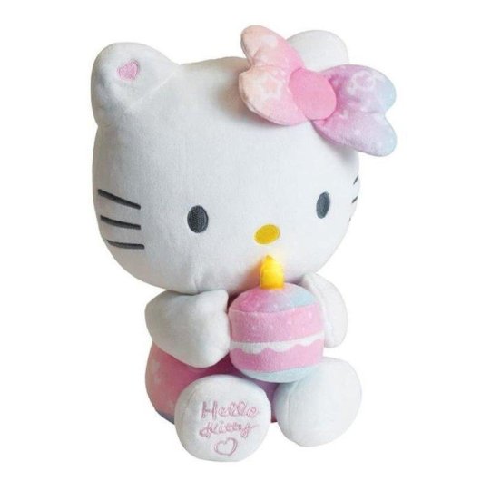 Peluche interactif Jemini Hello Kitty 26 cm avec capteur de cœur, bougie et musique d'anniversaire