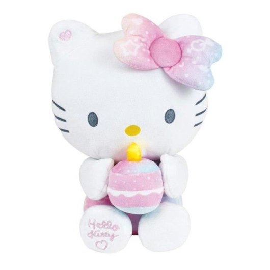 Peluche interactif Jemini Hello Kitty 26 cm avec capteur de cœur, bougie et musique d'anniversaire