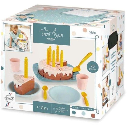 Gioco di ruolo ECOIFFIER 1680 Torta di compleanno da tagliare verde azzurro