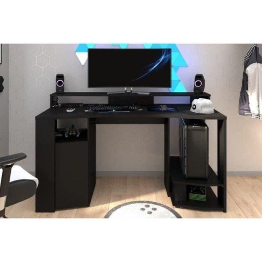 Scrivania Gaming Parisot 152cm Pannelli Truciolari Nero LED Telecomando