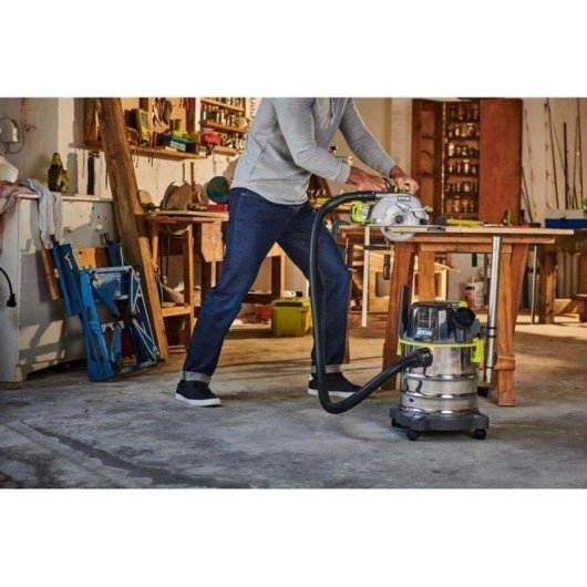 Aspirador sin Cable Ryobi R18WDV-0 82W 18V 18L Inox Seco y Húmedo