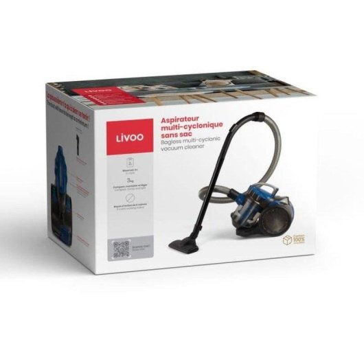 Aspirateur sans Sac Livoo DOH105B 900W 2L Filtre Lavable 6m Bleu Gris