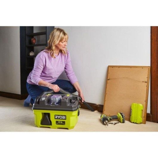 Aspirateur sans Fil Ryobi RV1811 18V 11 L Filtre HEPA H12 2 Vitesses 11,8 kPa
