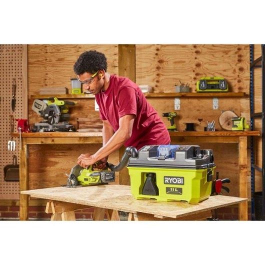 Aspirateur sans Fil Ryobi RV1811 18V 11 L Filtre HEPA H12 2 Vitesses 11,8 kPa