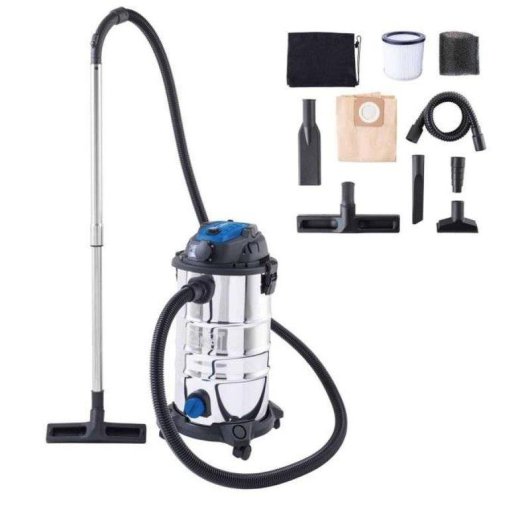 Aspirapolvere Industriale Scheppach Vc30 Premium 1500W 20 kPa 30L Inox Secco Bagnato Soffiatore