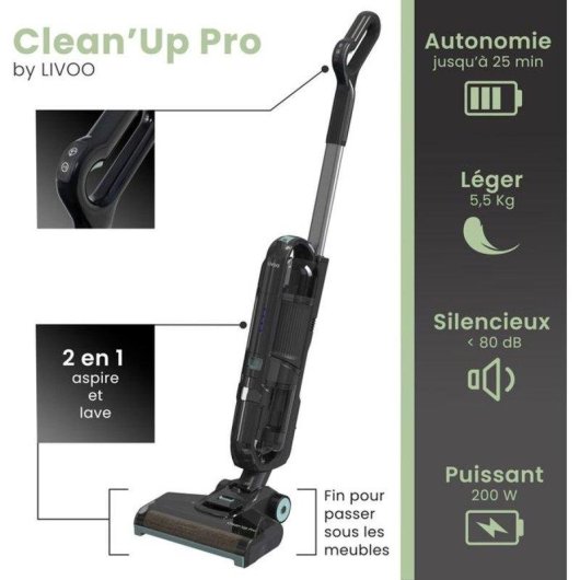 Aspirapolvere senza Fili Livoo Clean'up Pro Doh147v 200W 25 minuti Base Autopulente