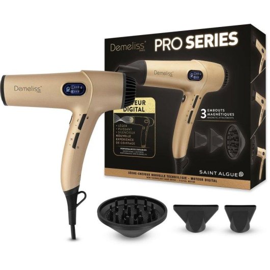 Sèche-cheveux Professionnel Ionique Saint Algue Demeliss Pro Series SAI-20034 3 Températures 3 Vitesses Accessoires Écran Digital