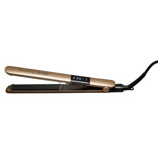 Lisseur Céramique Tourmaline Kératine Saint Algue Demeliss Kera Gold 230ºC 5 Réglages Écran Arrêt Automatique Noir Or