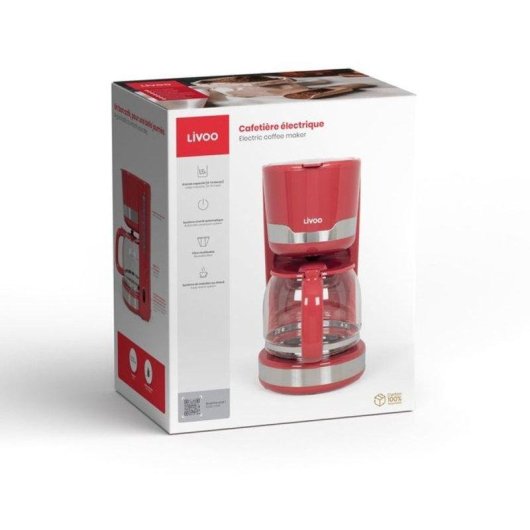 Cafetera de goteo Livoo DOD201RC 1,5 L 1000 W sistema antigoteo