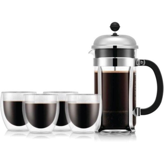 Caffettiera a stantuffo Bodum Chambord 1L con 4 bicchieri Pavina doppia parete