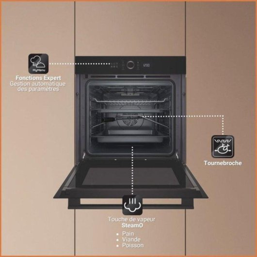 Einbaubackofen Hotpoint HA4S80PM0BA Pyrolyse 73L 60cm A+ AirFry Dampf Schwarz