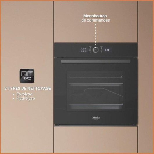 Einbaubackofen Hotpoint HA4S80PM0BA Pyrolyse 73L 60cm A+ AirFry Dampf Schwarz