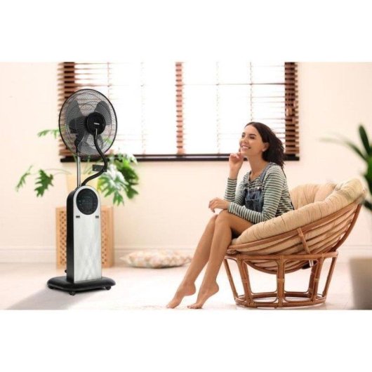 Ventilador de Pie Oceanic 3 en 1 95W 40cm 3 Velocidades con Nebulizador Ionizador Mando Temporizador