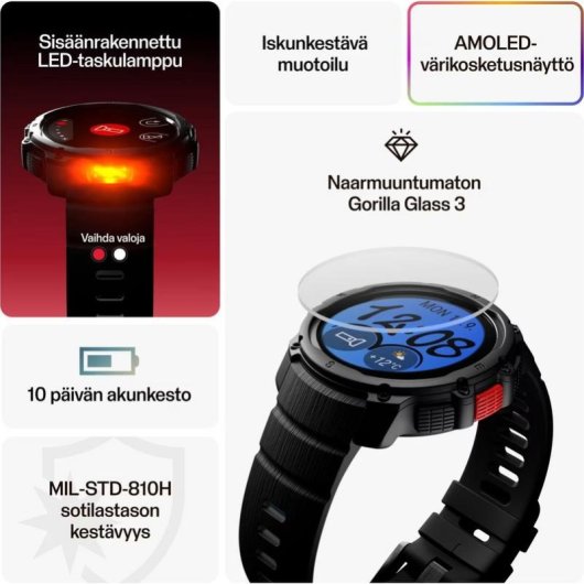 Polar Street X Bluetooth GPS 1,28" Night Black Correa S/M Resistente 5 ATM