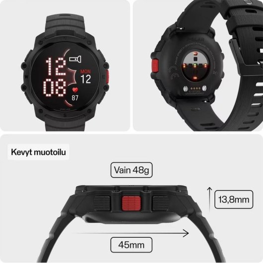 Polar Street X Bluetooth GPS 1,28" Night Black Correa S/M Resistente 5 ATM