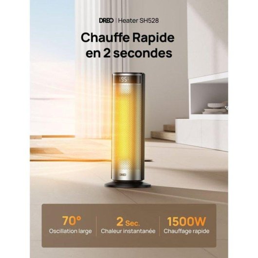 Aquecedor Coluna Cerâmico Dreo Solaris SH628 1500W Oscilação 70° Eco