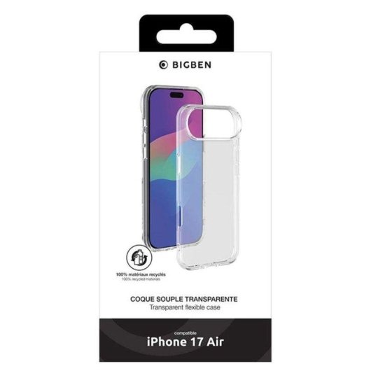 Transparente TPU Hülle BigBen Silisoft stoßfest kompatibel MagSafe für iPhone 17 Air