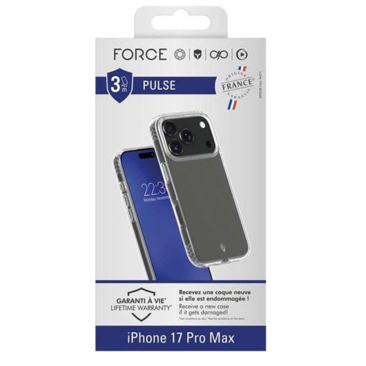 Cover rigida trasparente blu Force Case FC Pulse per iPhone 17 Pro Max compatibile MagSafe