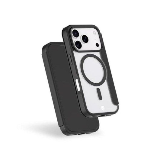 Capa Force Case Folio Reforçada MagSafe Preta com Proteção 2m e Dupla Porta-cartões para iPhone 17 Pro