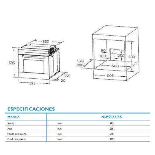 Horno Multifunción Midea 70L 60cm Pirolítico A+ con Grill y WiFi Negro
