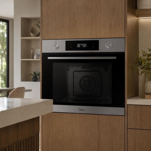 Horno Multifunción Midea 70L 60cm Pirolítico A+ con Grill y WiFi Negro