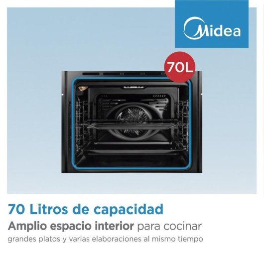 Forno Multifunções Midea 70L Pirolítico 60cm A+ Grill WiFi Preto