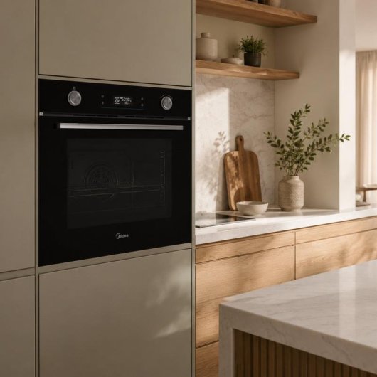 Forno Multifunções Midea 70L Pirolítico 60cm A+ Grill WiFi Preto