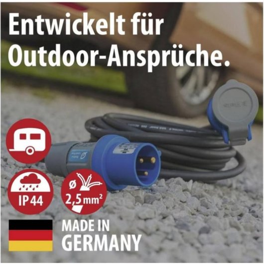 Multipresa Brennenstuhl 5 m CEE 16 A IP44 Gomma Neoprene Blu Grigio Nero