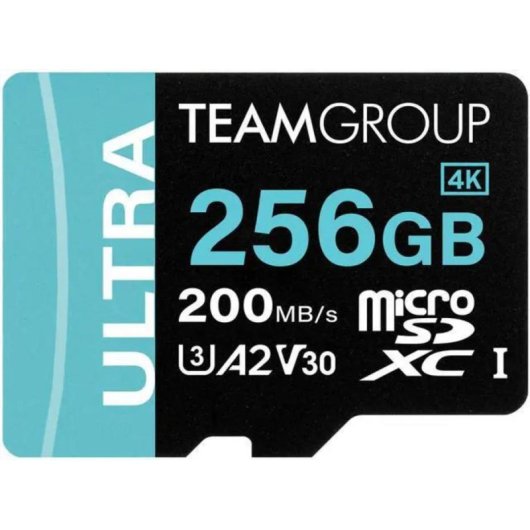 Carte microSDXC Team TULMSDX256GIA2V3022503 256GB Ultra-Rapide 200MB/s