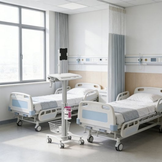 Kimex Carro Para Equipos Médicos Con Soporte Para Tablets 7.9"-11", Altura Ajustable 80-120 Cm