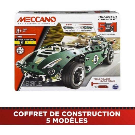 Meccano Retro Friction Cabriolet 5 En 1 225 pièces
