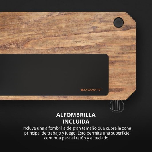 Mesa Gaming Drift 120cm Pannello in Fibra con Tappetino e Supporto