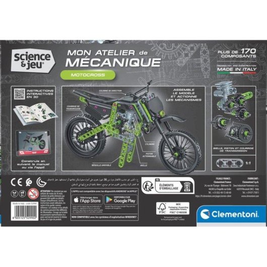 Clementoni Motocross Xtrem Kit De Construção Mecânica 52990 170+ peças
