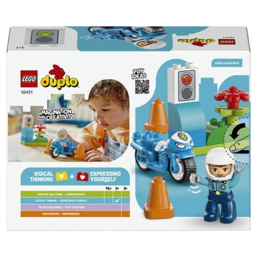 LEGO Duplo Town Moto De Police Bleu Avec Figurine Et Accessoires 10471 11 pièces