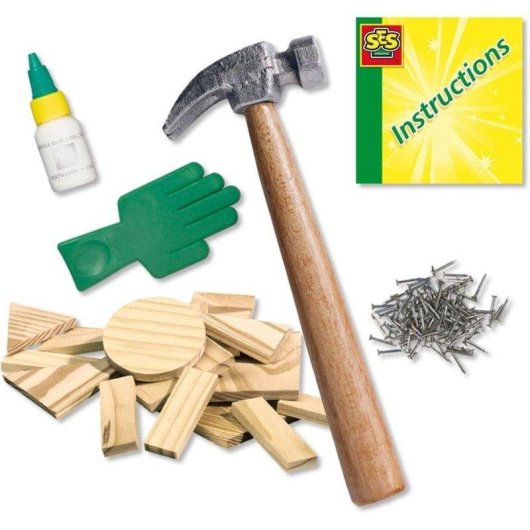 SES Creative Atelier De Menuiserie Kit Carpintería Infantil 57 piezas