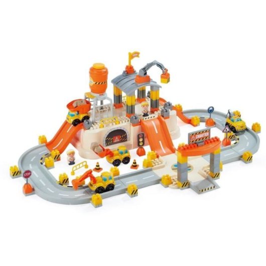 Ecoiffier Abrick 1350 Baril Circuit Tp Set De Juego De Construcción Para Mini Ciudad, A Partir De 18 Meses, Cubeta Con Tapa-base Y Accesorios, Plástico, Beige/crema