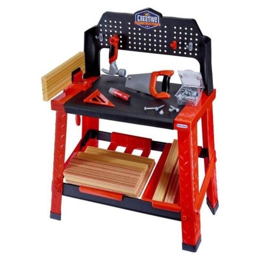 Little Tikes Creative Construction Workbench Mesa De Trabajo Interactiva Multicolor Para Niños A Partir De 3 Años Con Herramientas, Panel De Clavijas Y Almacenamiento
