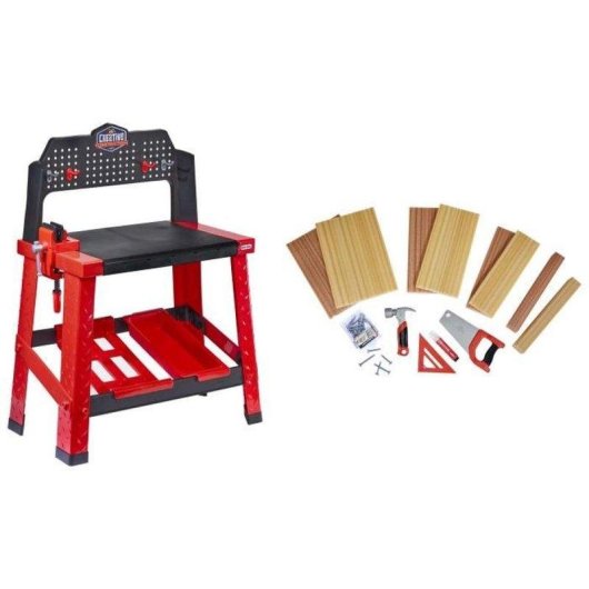 Little Tikes Creative Construction Workbench Mesa De Trabajo Interactiva Multicolor Para Niños A Partir De 3 Años Con Herramientas, Panel De Clavijas Y Almacenamiento