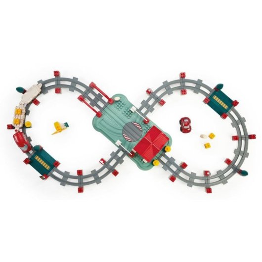 Ecoiffier Baril Circuit Train 140 Piezas Para Construir Estación Y Vías, Con Tapa-bandeja De Juego Y Accesorios Ferroviarios, Plástico Multicolor, Desde 18 Meses