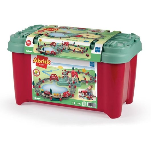 Ecoiffier Baril Circuit Train 140 Piezas Para Construir Estación Y Vías, Con Tapa-bandeja De Juego Y Accesorios Ferroviarios, Plástico Multicolor, Desde 18 Meses