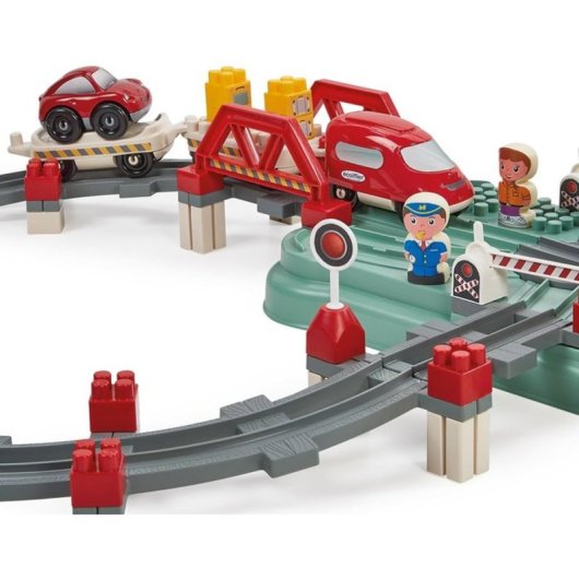 Ecoiffier Baril Circuit Train 140 Piezas Para Construir Estación Y Vías, Con Tapa-bandeja De Juego Y Accesorios Ferroviarios, Plástico Multicolor, Desde 18 Meses