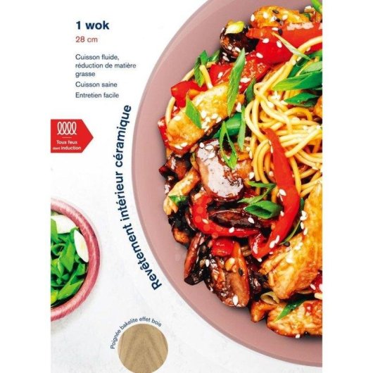 Wok Arthur Martin AM4944 28 cm Céramique Antiadhésive Aluminium Forgé Induction