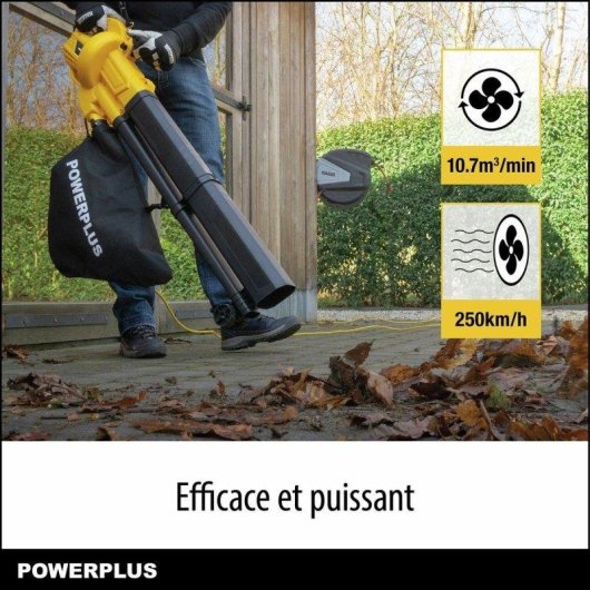 Soplador aspirador PowerPlus POWEG4030 2 en 1 con triturado 3300 W 250 km/h