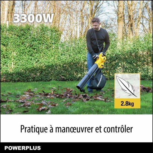 Soplador aspirador PowerPlus POWEG4030 2 en 1 con triturado 3300 W 250 km/h