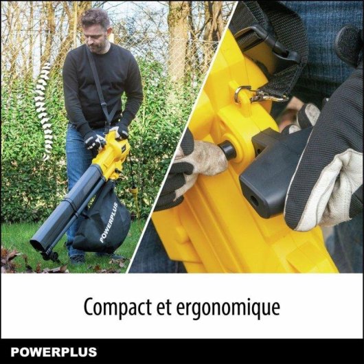 Soplador aspirador PowerPlus POWEG4030 2 en 1 con triturado 3300 W 250 km/h