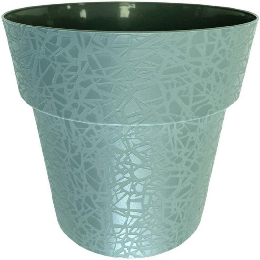 Blumenkasten Riviera Terea Ø58 cm Hell Terrakotta Grün Geometrisches Mosaik Strukturiert