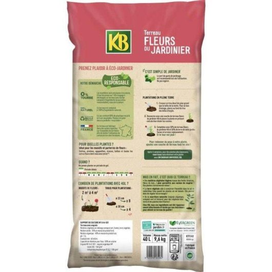 Tierra de plantación KB Eco-Responsible sin turba 40 L para flores