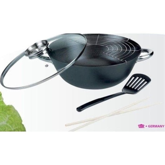 Set Wok GSW 5 Pièces Acier Fondu 32 cm Antiadhésif Sans PFOA Induction