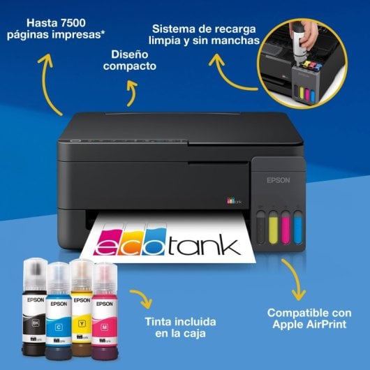 Impresora Inyección de tinta Wi-Fi Epson EcoTank ET-2910 multifunción color